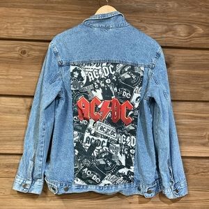 AC/DC Denim Giacca for Those About To Rock Band Logo Nuovo Ufficiale Blu Size M